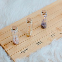 Wish bottle love card rosequartz