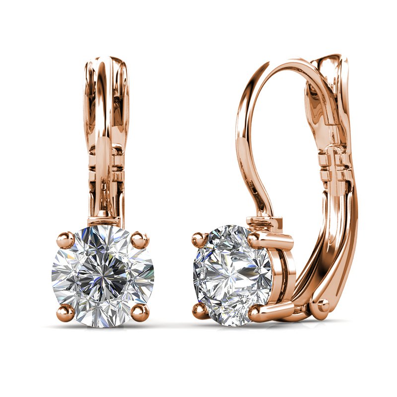 Round Earrings - Rose Gold and Crystal