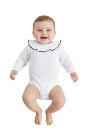 Babybody med krave, børstet, langærmet