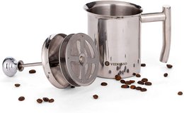 Rustfrit stål manuel håndmælkeskummer med mesh si - 400ml