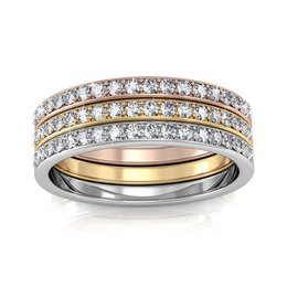 Bague Trinity - ArgentÃ©  DorÃ© Or rosÃ© et Cristal