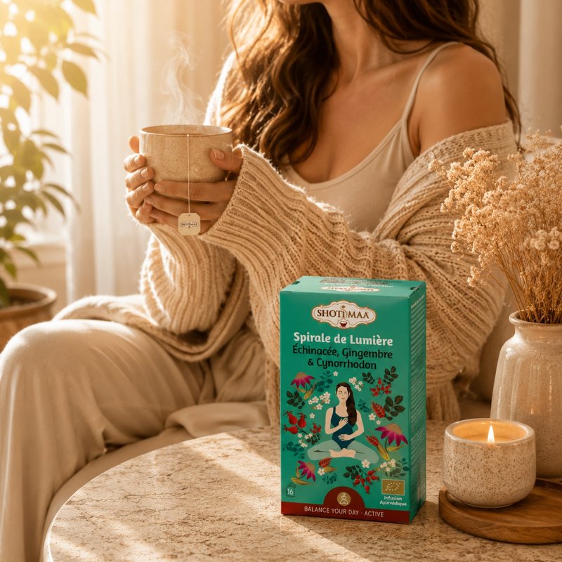 Biologische spiraal van lichte kruidenthee - Harmonieuze revitaliserende infusies van gember en rozenbottel - Cafeïnevrije thee - Hoogwaardige ingrediënten