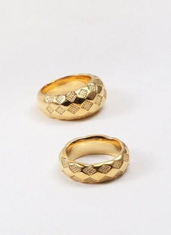 Mirabelle - Karo Dome Ring und Band
