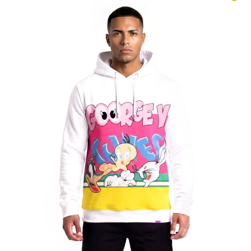 Kapuzenpullover mit Looney Tunes-Print in Weiß