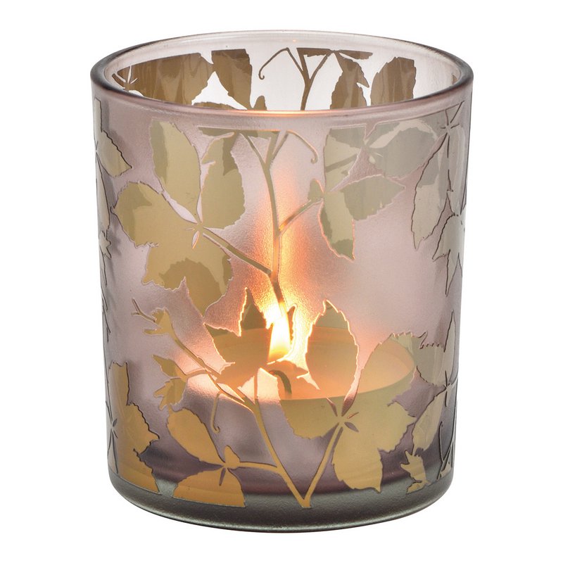 Decorazione foglie lanterna in vetro grigio (L/A/P) 9x10x9 cm