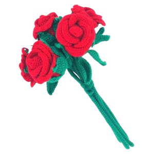 Luna-Leena 2x flower rose red - soft wool - hand crochet in Nepal