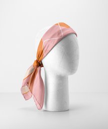 Silke firkantet tørklæde - MUSE 67*67 cm - Chokolade/orange