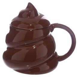 Emotive Poop Ceramic Shaped Mug with Lid