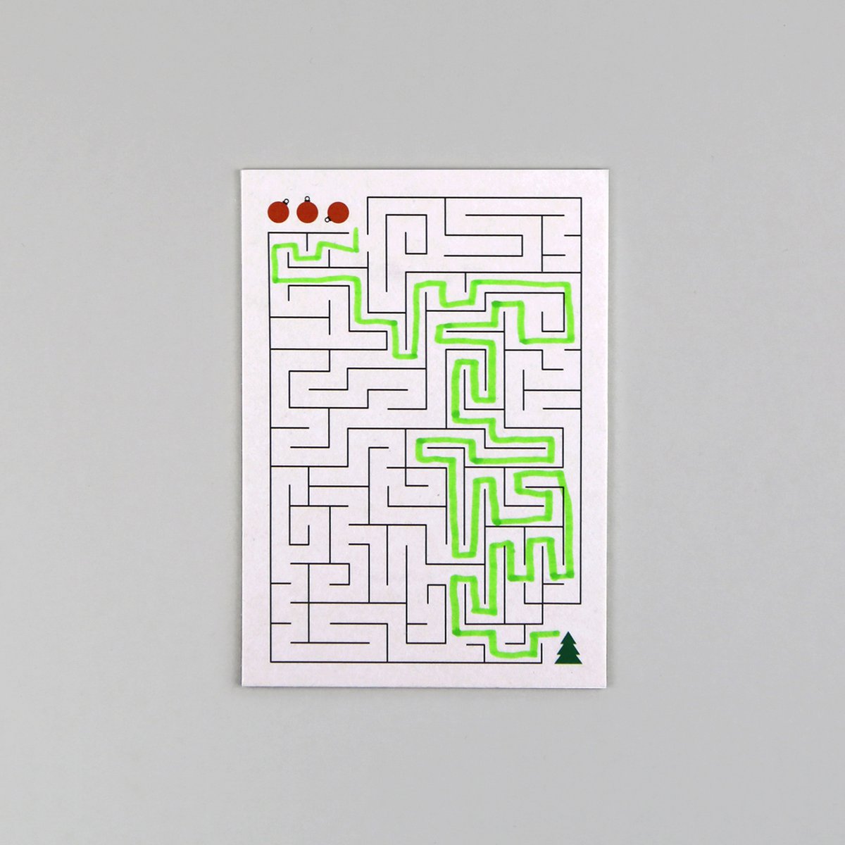 Postkarte Holzschliff Weihnachtskarte Ted Labyrinth