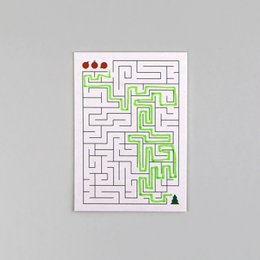 Postcard wood pulp Christmas card Ted Labyrinth