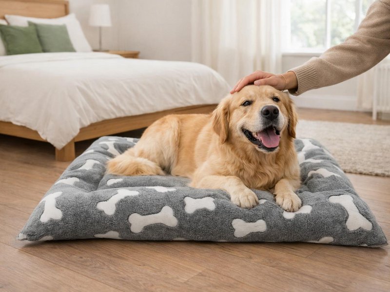 Yommy hondenbed in 3 maten (M,LXL) – grijze sterren en botten design huisdierbed | Zacht, antislip, duurzaam en wasbaar hondenbed voor binnenshuis voor comfortabele rust