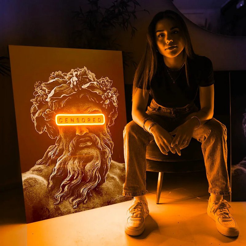 Zeus censureret | LED vægkunst