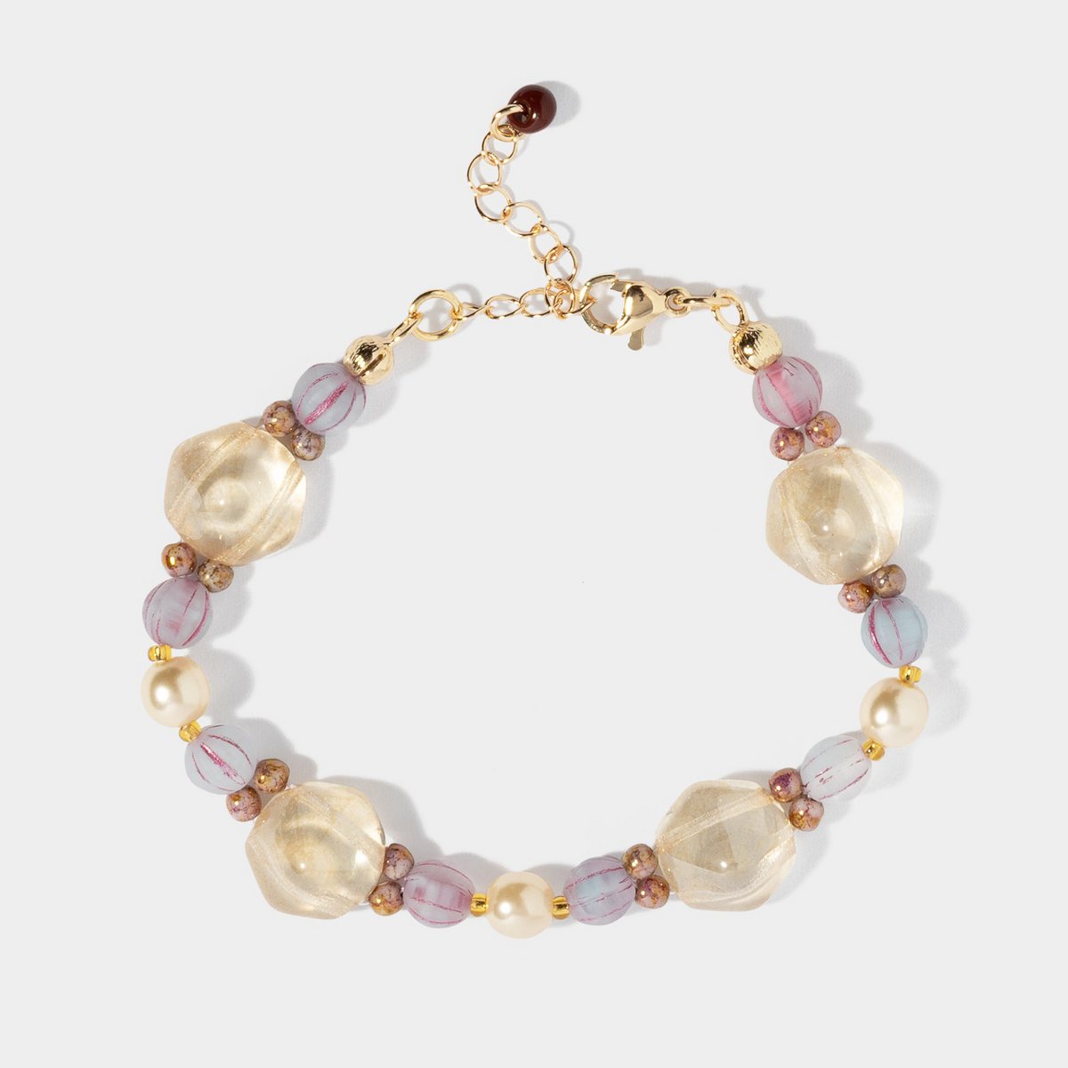 Hexagonal crystal beads bracelet statement, stylish jewellery gold plated extension