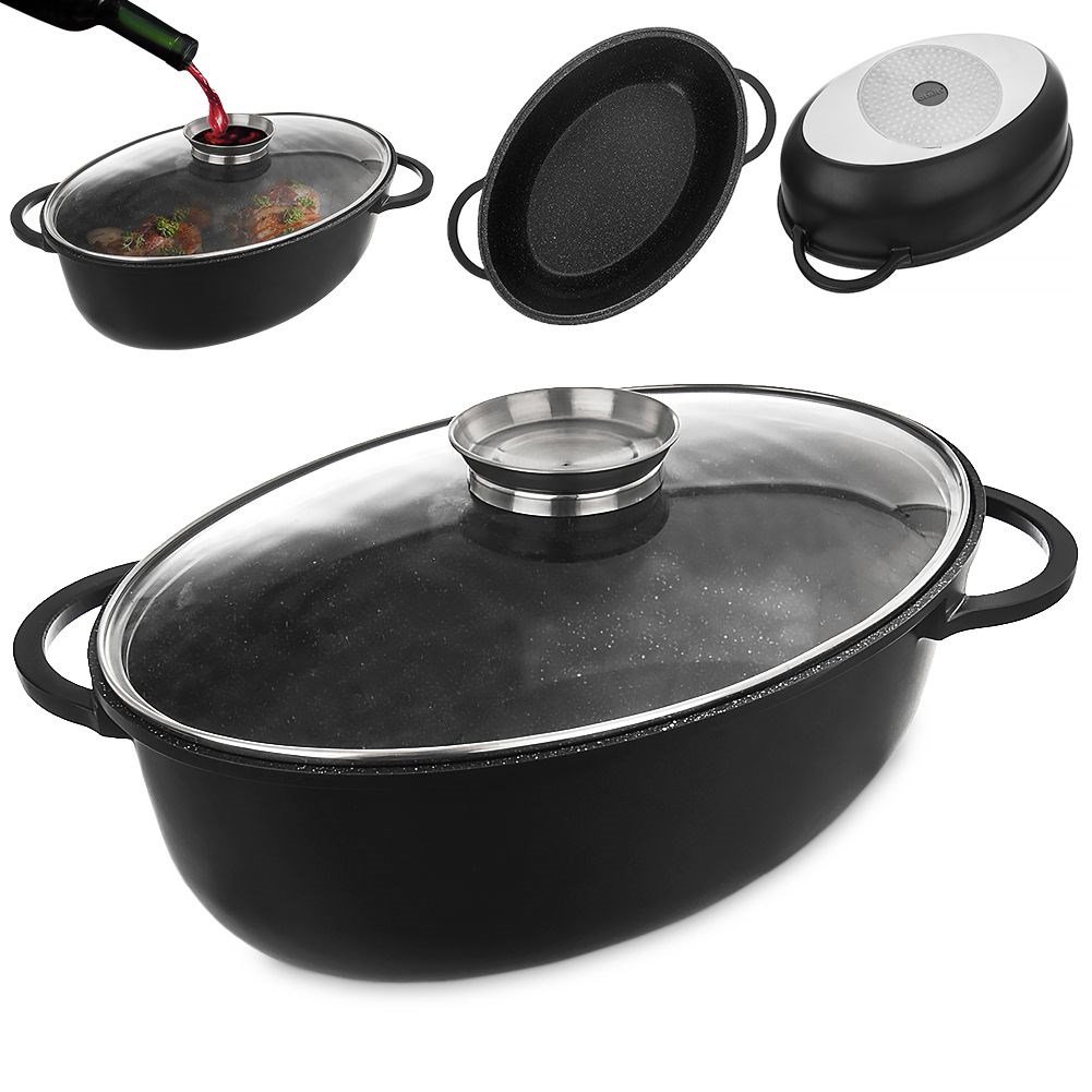 Roasting Tin Granite with Lid Oval GRANDE 8 l, 45x27.5 cm