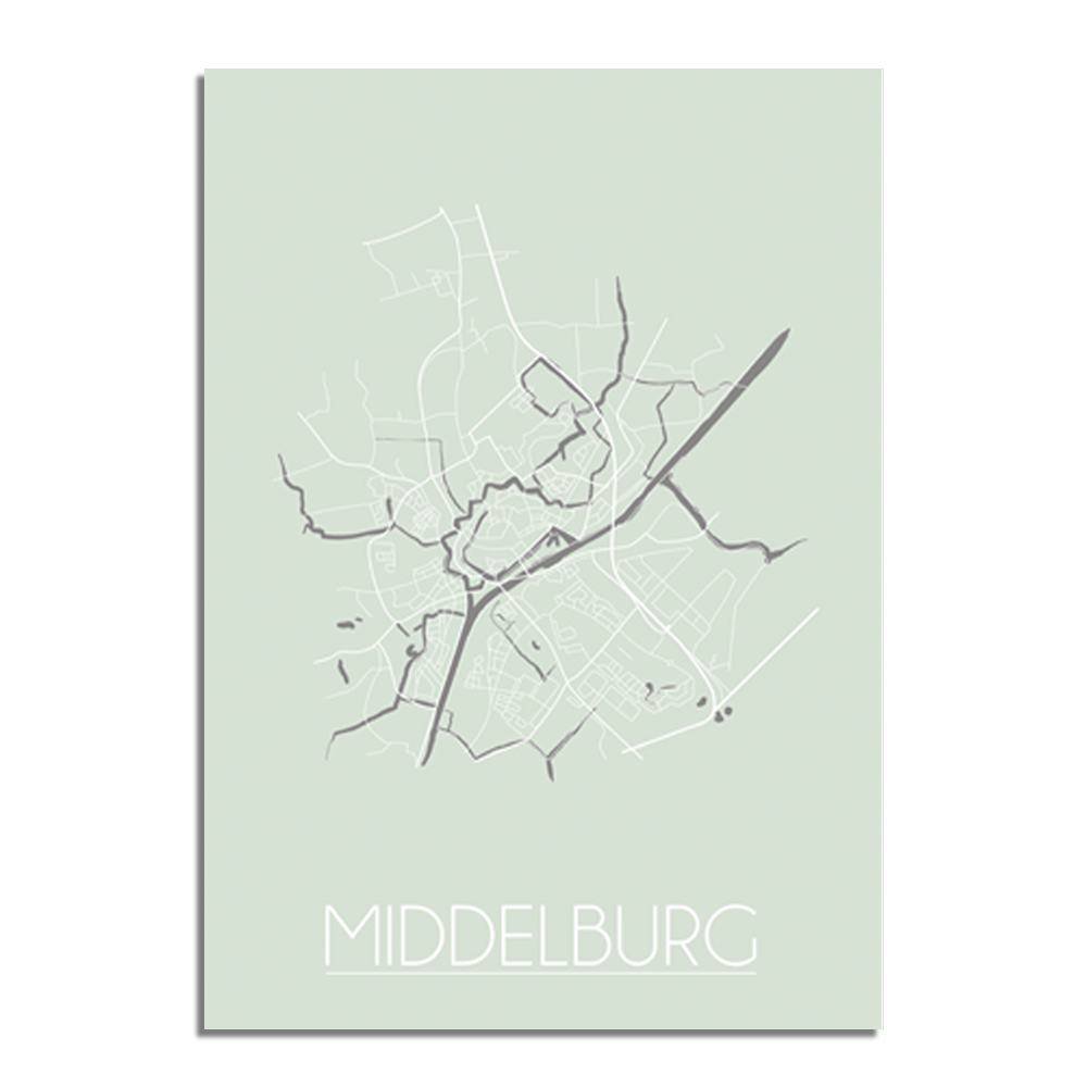 Middelburg Floor plan poster Pastel green