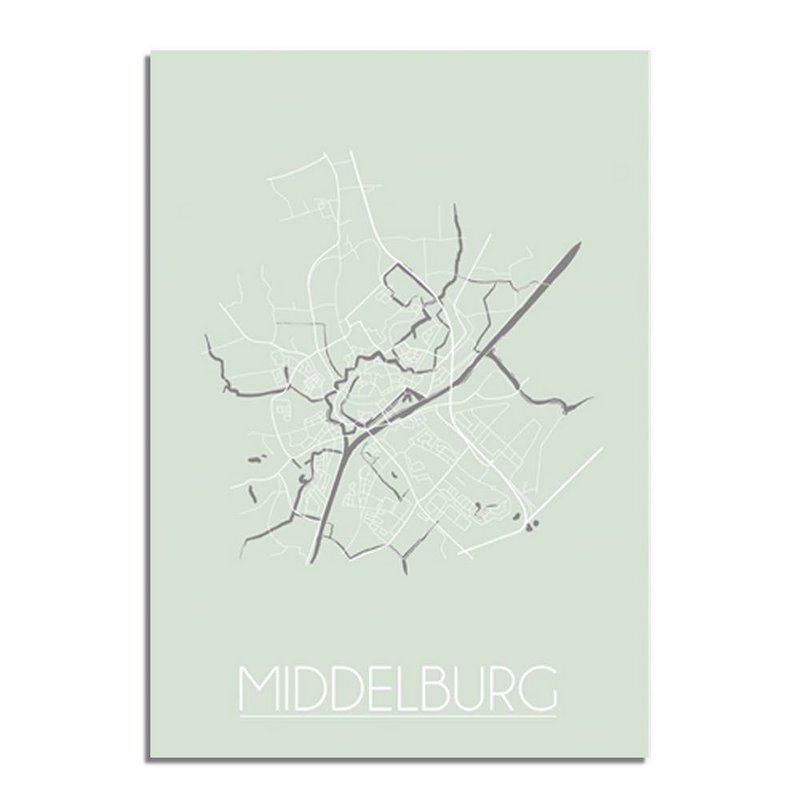 Middelburg Floor plan poster Pastel green