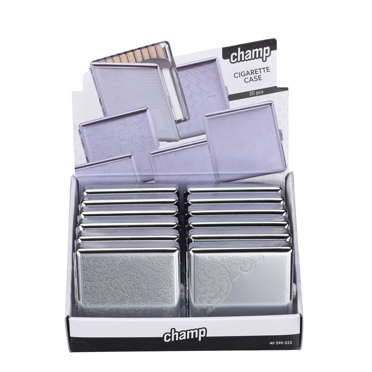 Caja de cigarrillos de metal para 20 cigarrillos Almacenamiento de cigarrillos metálico Soporte de cigarrillos plateado Diseño en relieve Práctico Compacto Elegante