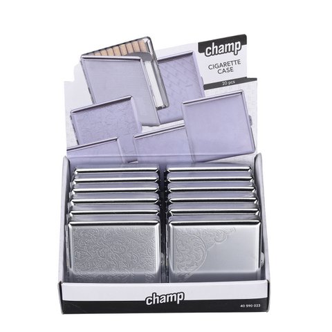 Metall-Zigarettenschachtel-Etui für 20 Zigaretten, metallische Zigarettenaufbewahrung, silberner Zigarettenhalter, Relief-Design, praktisch, kompakt, elegant
