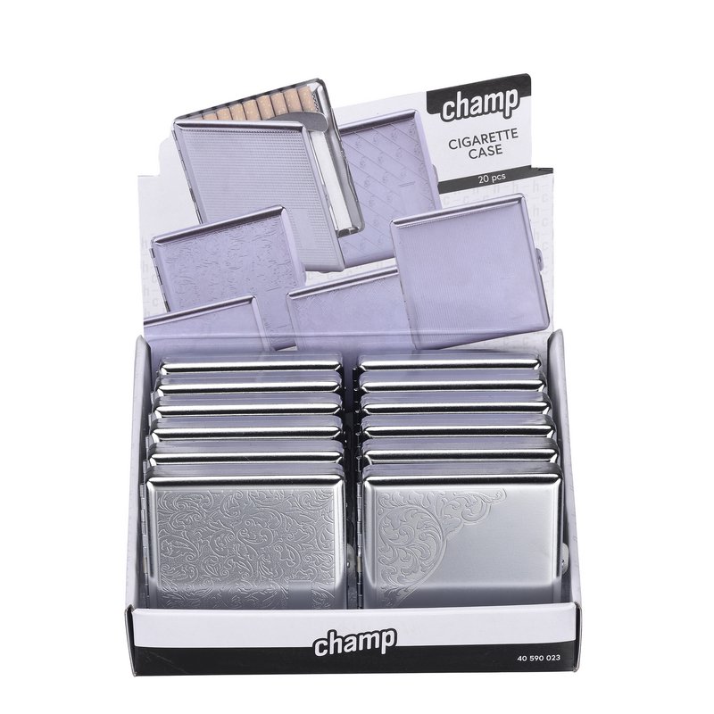 Boîte à Cigarette Métal Etui 20 Cigarettes Métallique Rangement de Cigarettes Porte-cigarettes Argentée Dessin relief Pratique Compact élégante