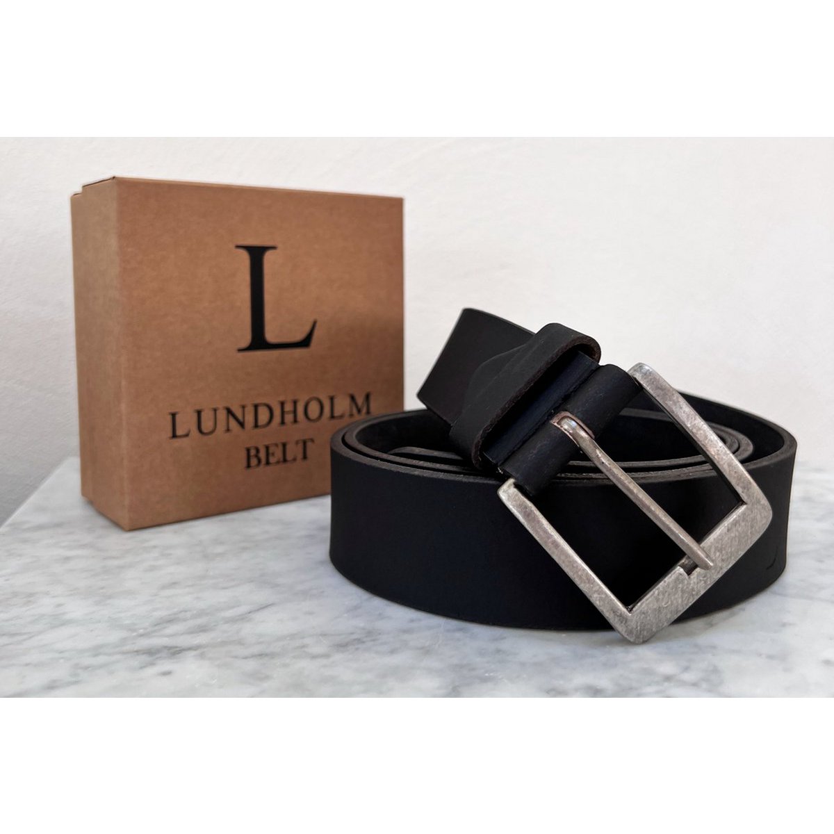 Lundholm leather belt men's leather cognac brown black - 115 cm - adjustable to size - Scandinavian design - gift for man men's gifts tip father's day gift father's day gift