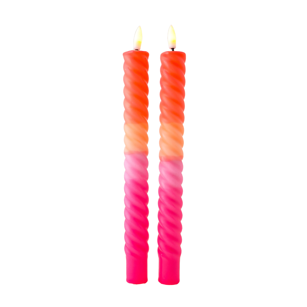 LED Swirl Kaars Pink Orange - Sæt med 2