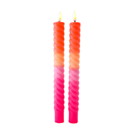 LED Swirl Kaars Pink Orange - Sæt med 2