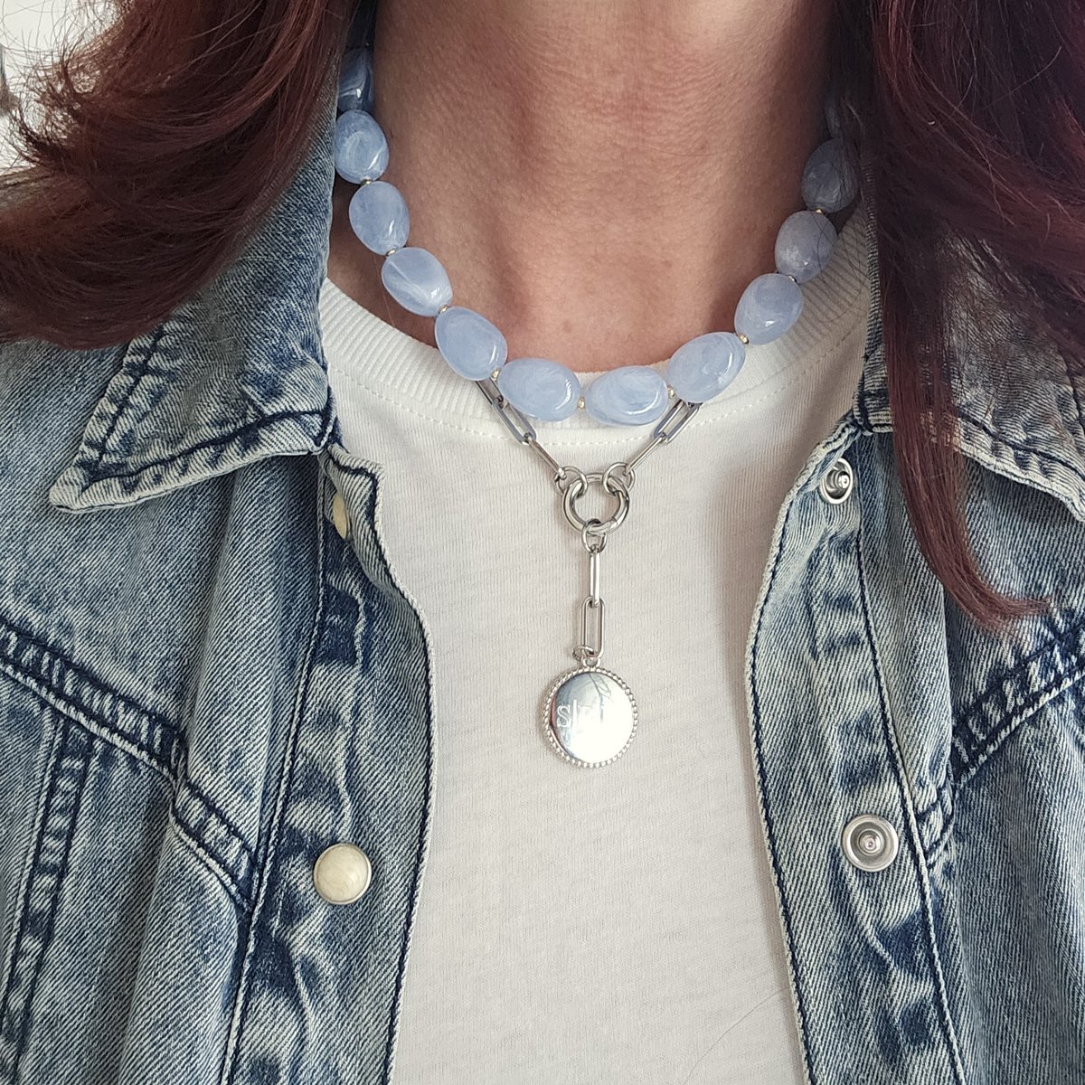 Collier de perles ovales pépite XL