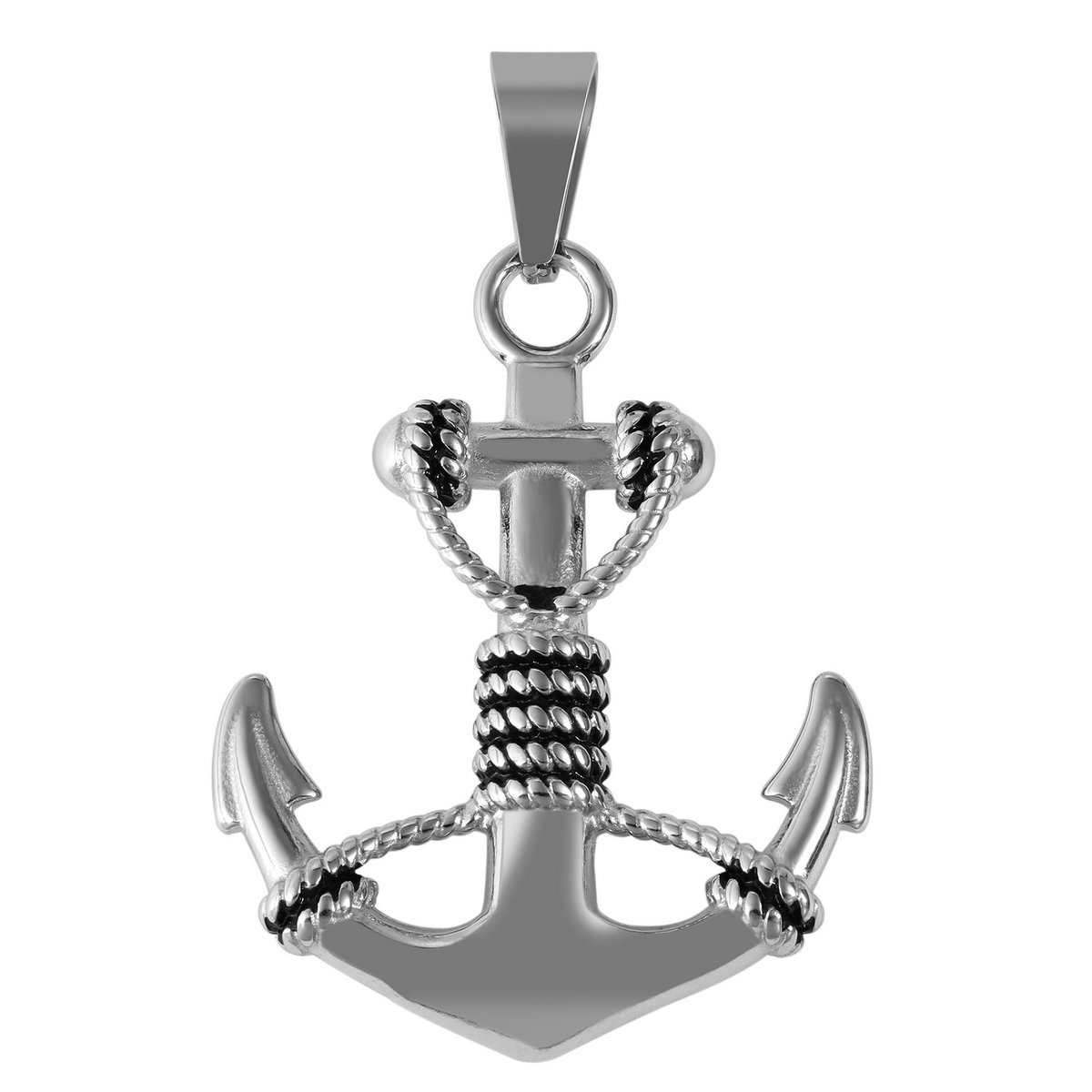 "Kani" accent anchor pendant made of stainless steel, silver/blackened