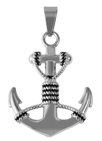 "Kani" accent anchor pendant made of stainless steel, silver/blackened