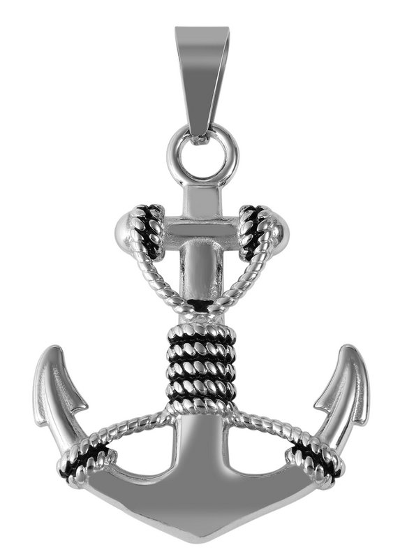 "Kani" accent anchor pendant made of stainless steel, silver/blackened