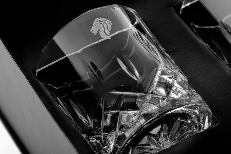 Vintage whiskyglas i gaveæske