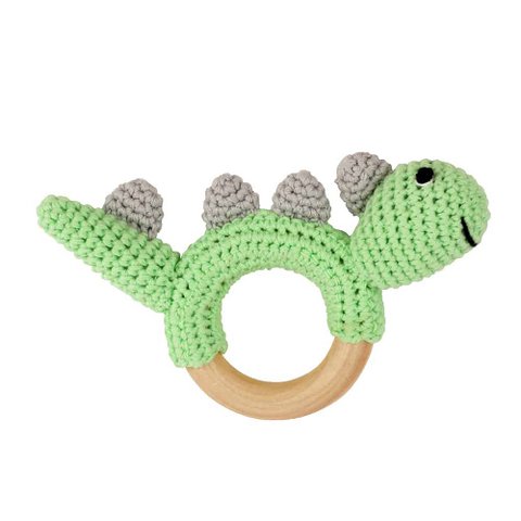 Gehaakte dinosaurus DINO grijpspeelgoed in groen