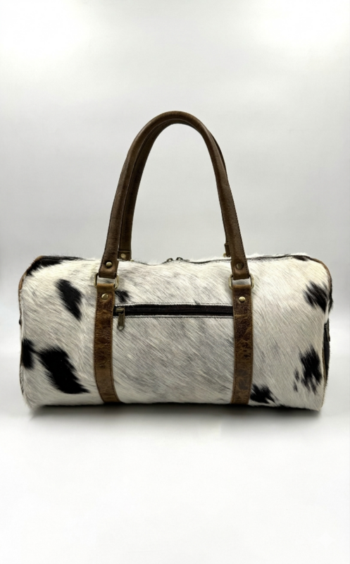 Håndlavet rejsetaske i læder og naturlig pels – Artisan 42 cm “Heritage” Duffle & Unique Unisex Weekender