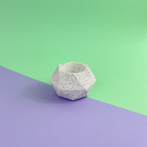 Small Plant Pot • HEXAGONAL XS • White Terrazzo