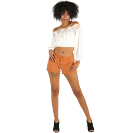 TOP CROP CON HOMBROS DESCONECTADOS - Tela de muselina de doble gasa