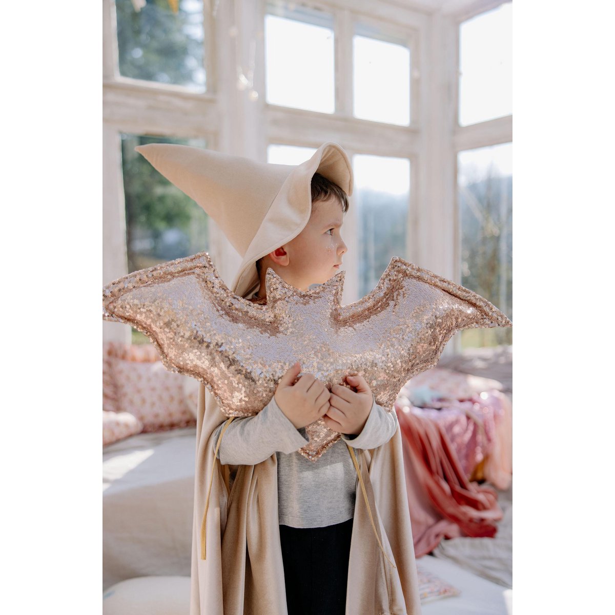 Halloween bat pillow "old gold" home decor