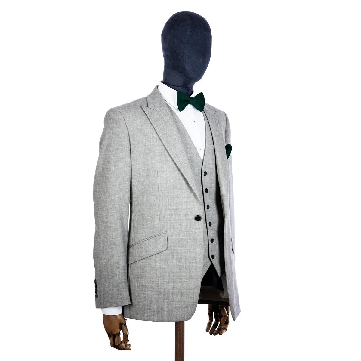Green Knitted Bow Tie and Knitted Pocket Square Set
