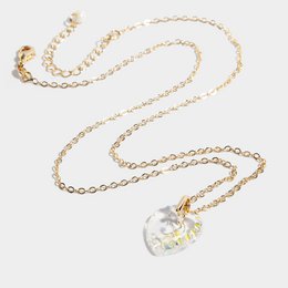 Collier pendentif coeur vintage chaîne plaquée or, cristal pendentif détail lune