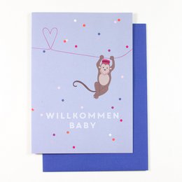 Greeting card welcome baby (monkey)