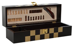 WINE SET 3 MDF 36X11X12 DARK BROWN CHESS RC212142