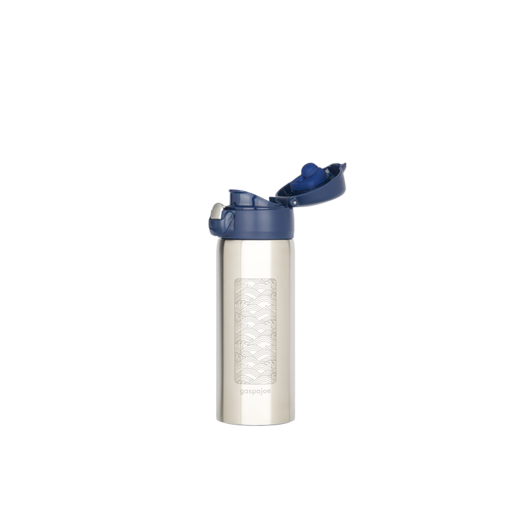 Gaspajoe stainless steel insulated mugs, TRENDY model 350ml - engraved Waves and Palm Trees