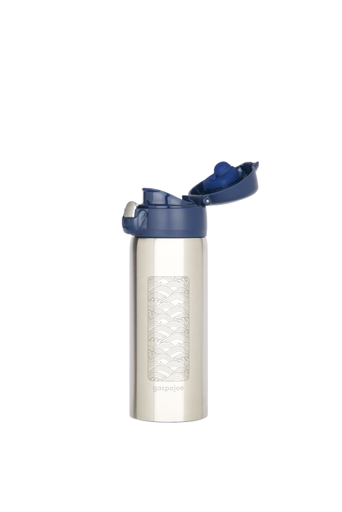 Gaspajoe rustfrit stål isolerede krus, TRENDY model 350ml - indgraveret Waves and Palm Trees