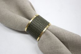 Rings de servilleta 4-er set de latón de cuero sintético de latón estampado