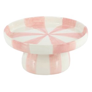 Plateau Keramik Streifen rosa