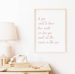 Wenn Sie wissen möchten, wie sehr wir Sie lieben, Poster, nautisches Poster, rosa Ozean-Poster, nautisches Mädchen-Thema, rosa Wellen, Mädchen-Surf-Poster
