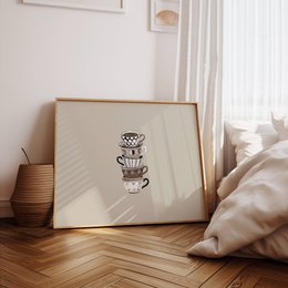 Koffie kopjes poster, koffie kunst print, koffiemokken print, koffie hoek print, koffie poster, koffiekopje kunst aan de muur, Trendy keuken kunst aan de muur