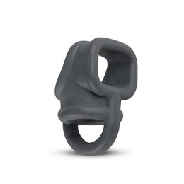 A grey silicone ball splitter device designed for intimate use. The product appears to be made of a smooth, flexible silicone material.