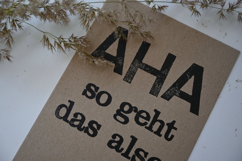 Stamped Postcard "AHA"
