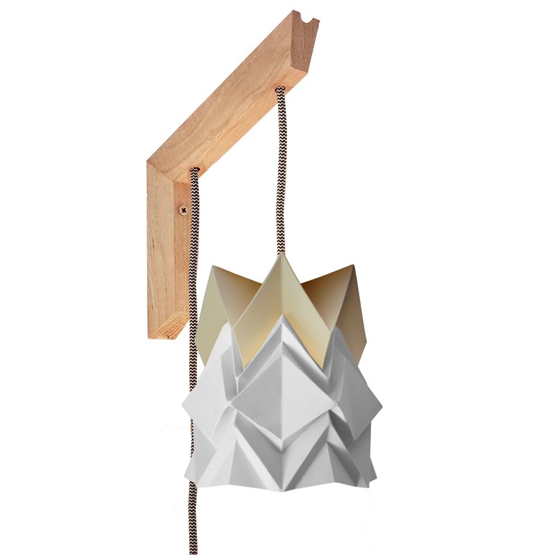 Drewniana lampa ścienna i małe zawieszenie Bicolor Origami z papieru