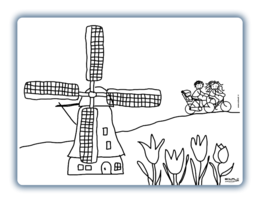 Recolorable Tischset Windmill Tulpen Fahrrad